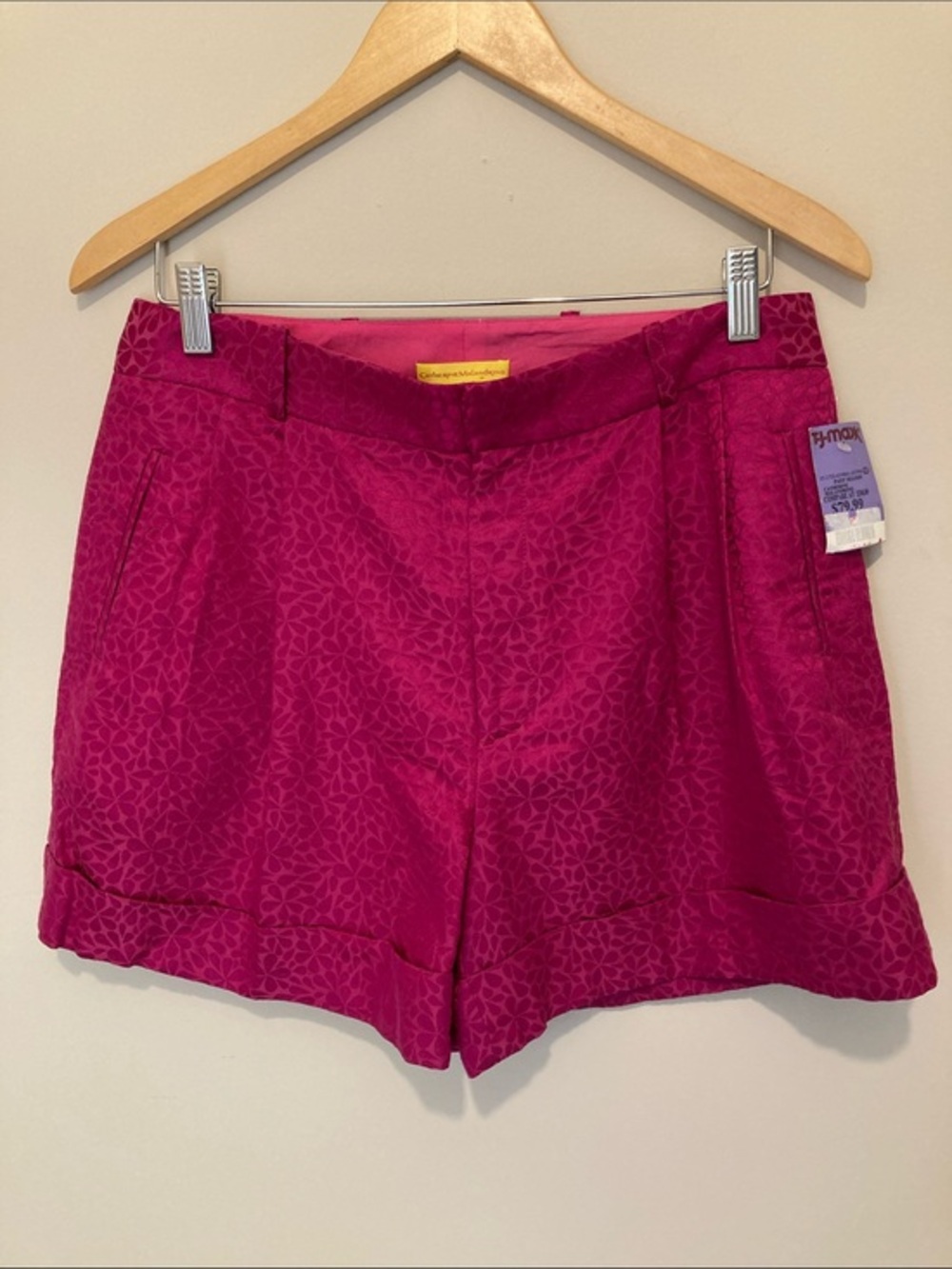 Catherine Malandrino Fuchsia Floral Jacquard Shorts cotton silk blend NWT